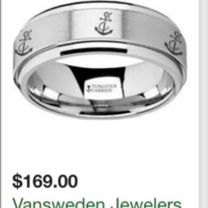 Men Spinning Engraved Anchor Tungsten Carbide Ring